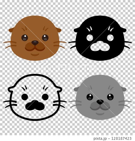 アシカの顔アイコンセット 128187423