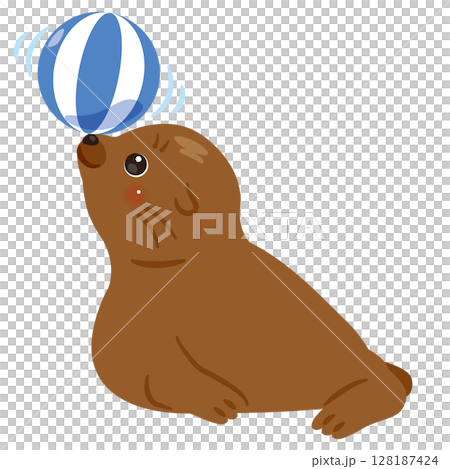 海獅用球表演技巧的插圖 128187424