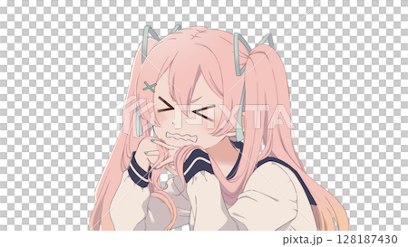 ピンク髪ツインテール女の子のイラスト 128187430
