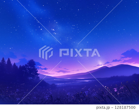 星空と草原の風景 128187500