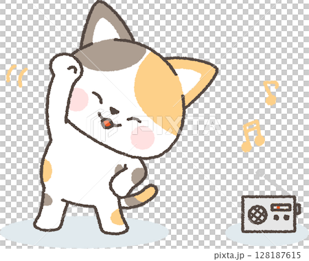 印花布貓做無線電練習 印花布貓做無線電練習 128187615