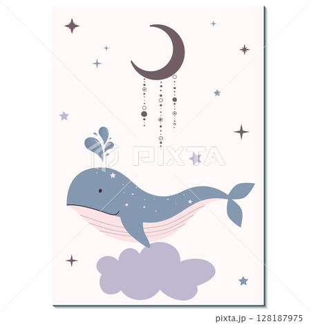 children card with whale 128187975