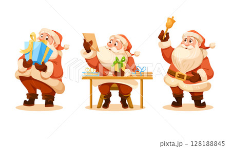 Vibrant and Festive Santa Claus Characters Illustrations Perfect for the Christmas Season 128188845