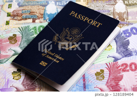 American passport on Zambian Kwacha 128189404