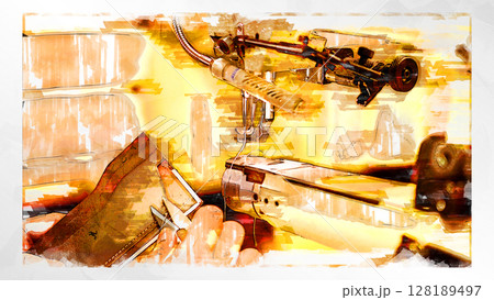 スケッチ風 スケッチ イラスト レザー 革細工 手作業 レザーアート 革職人 工房 職人 プロ 128189497