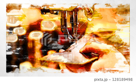 スケッチ風 スケッチ イラスト レザー 革細工 手作業 レザーアート 革職人 工房 職人 プロ 128189498