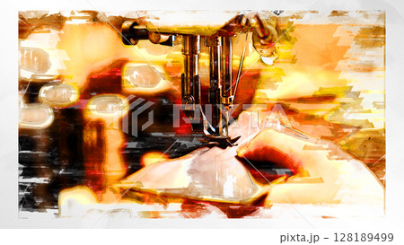 スケッチ風 スケッチ イラスト レザー 革細工 手作業 レザーアート 革職人 工房 職人 プロ 128189499