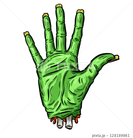 Cartoon Zombie Undead Rotten Hand Creating a Symbol Illustration  128189861
