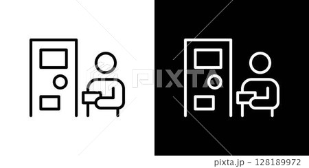 事前清算機のラインアイコン 128189972