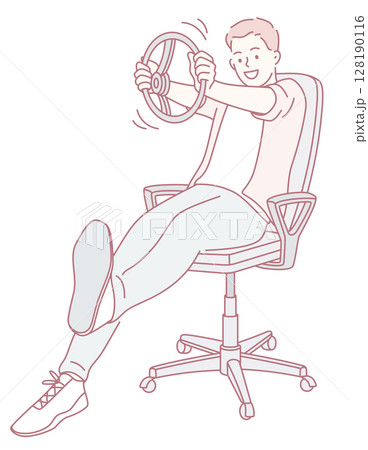 Engaging and Fun Office Chair Driving Simulation Pose with lots of dynamic expressions 128190116
