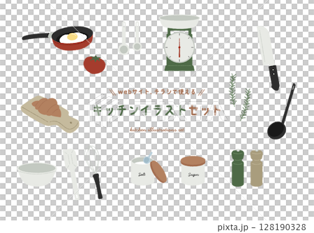 廚房插圖集炊具調味料廚房插圖集 128190328