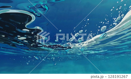ゲーム背景　水中から見える海の中の風景 128191267