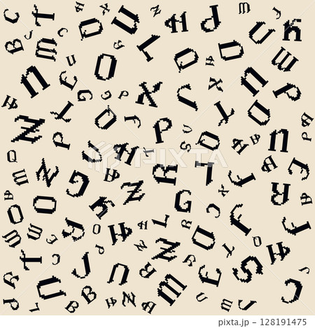 Pixel Gothic Font Letter Pattern on Light Beige Background. Vector Pixel Art. Pixel Gothic Font Letter Pattern on Light Beige Background. Vector Pixel Art. 128191475