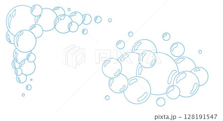 Vector line art bubbles collection. Soapy water bubbles with doodle sparkles. Clean outline design for bath product label, laundry detergent, or childrens hygiene illustration themes. Vector line art bubbles collection. Soapy water bubbles with doodle sparkles. Clean outline design for bath product label, laundry detergent, or childrens hygiene illustration themes. 128191547