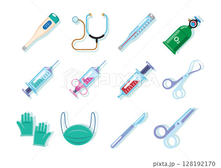 Medical tools and equipment vector set 128192170