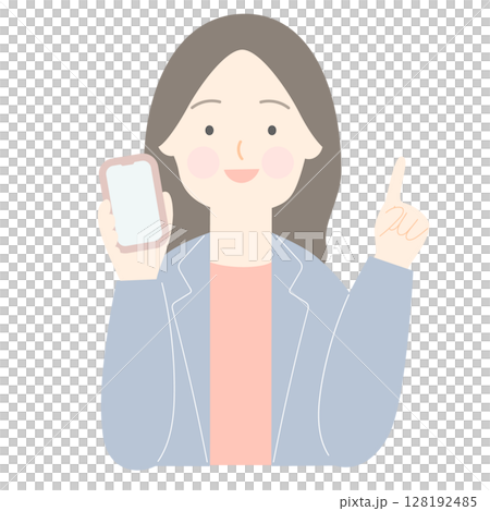 一位女士拿著智慧型手機解釋 128192485