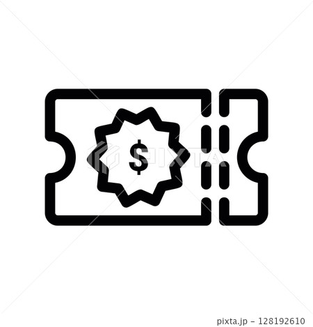 Discount Ticket Icon with Dollar Sign for Special Offer or Voucher 128192610