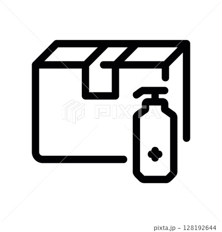 Disinfected Package Delivery Icon with Sanitizer Bottle 128192644