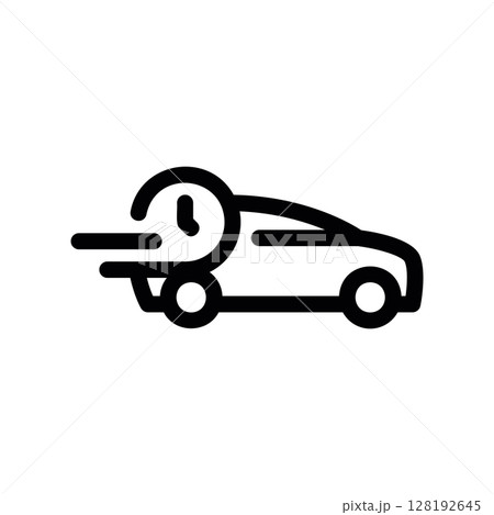Fast Car Delivery Service with a Clock Symbolizing Speed Fast Car Delivery Service with a Clock Symbolizing Speed 128192645