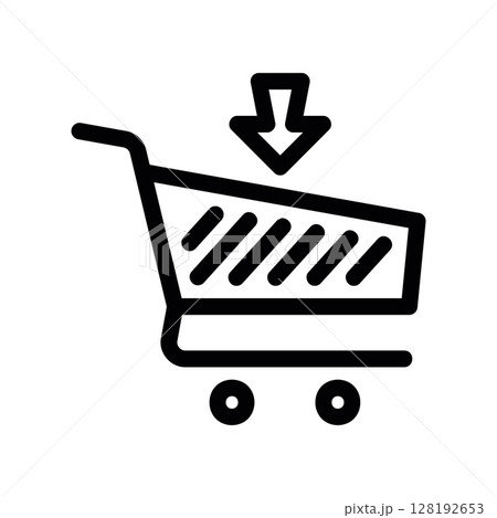 Add to Shopping Cart Icon with a Downward Arrow Symbol 128192653