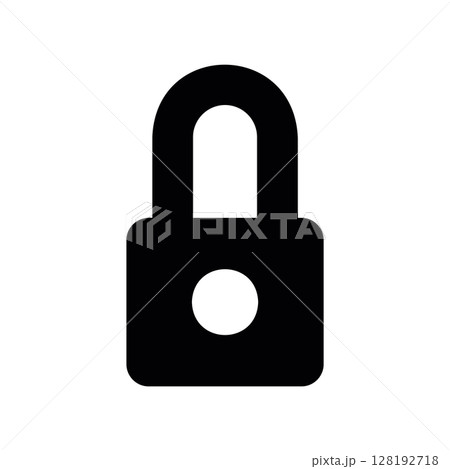 Closed Padlock Icon with Visible Keyhole Mechanism Closed Padlock Icon with Visible Keyhole Mechanism 128192718