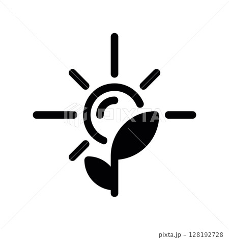 Ecology and Growth Symbol with a Shining Sun and a Plant Sprout 128192728