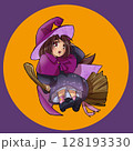 ハロウィンで魔女の仮装をした女の子 128193330