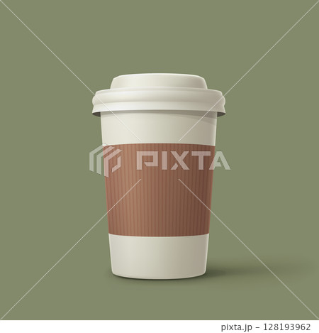 two color takeout coffee cup on green two color takeout coffee cup on green 128193962