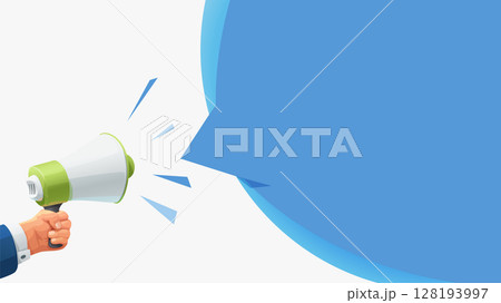 a hand holding megaphone with blue back a hand holding megaphone with blue back 128193997