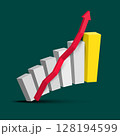 Graph with red up arrow - success  business symbol 128194599