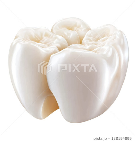High-quality 3D render of a pristine, healthy-looking molar tooth, showcasing its smooth enamel surface and natural color 128194899