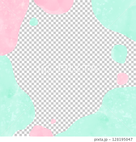 粉紅色和薄荷色的水彩圓點方形框架 128195047