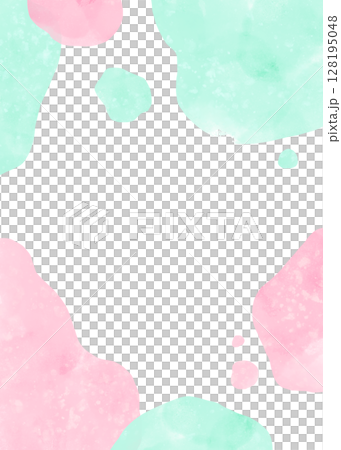 粉紅色和薄荷色水彩圓點垂直框架 128195048