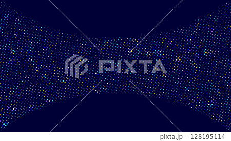 Background with shimmering colorful dots converging towards the center. 128195114