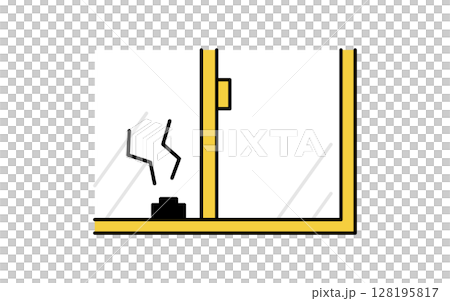 窓につけるアラーム付きロック、防犯とホームセキュリティのアイコン 128195817