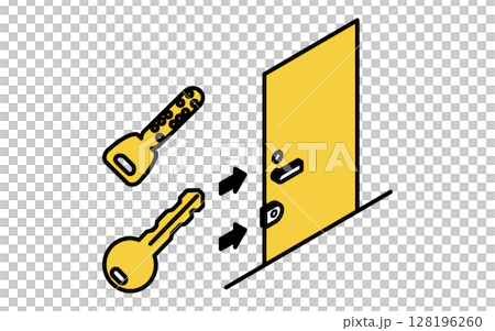 Double locked front door, burglary prevention and home security isometric icon 128196260