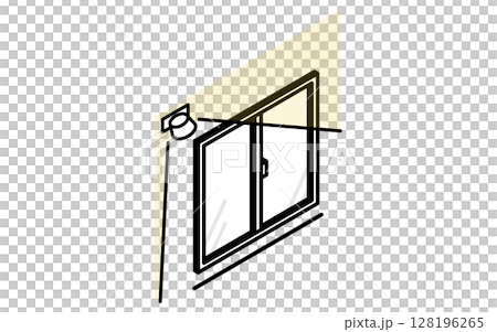 帶有感應燈、預防犯罪和家庭安全等距圖示的清掃窗 帶有感應燈、預防犯罪和家庭安全等距圖示的清掃窗 128196265
