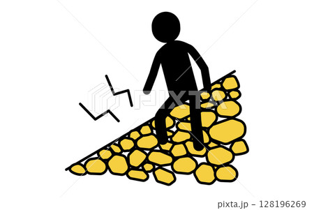 音の鳴る砂利を踏む不審者、防犯とホームセキュリティのアイソメアイコン 128196269