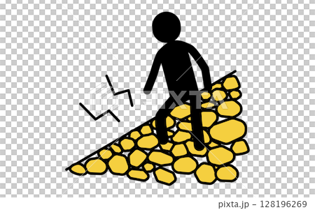 音の鳴る砂利を踏む不審者、防犯とホームセキュリティのアイソメアイコン 128196269