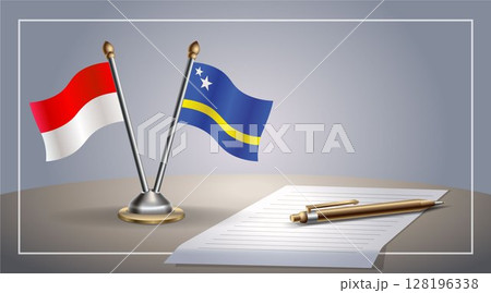 Small national flag of Indonesia and Curacao flag Relation, Template Vector Illustration Small national flag of Indonesia and Curacao flag Relation, Template Vector Illustration 128196338