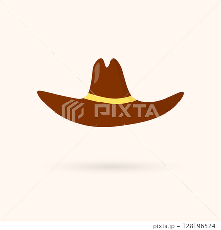 Elegant woman's hat isolated on white background. Headgear vector illustration for woman, girl or ladies. Summer sun protection. Doodle vector art. Single icon. Fashion flat sketch 128196524