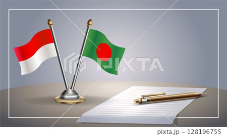 Small national flag of Indonesia and Bangladesh flag Relation, Template Vector Illustration 128196755