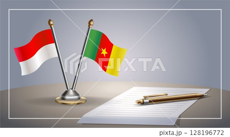 Small national flag of Indonesia and Cameroon flag Relation, Template Vector Illustration Small national flag of Indonesia and Cameroon flag Relation, Template Vector Illustration 128196772