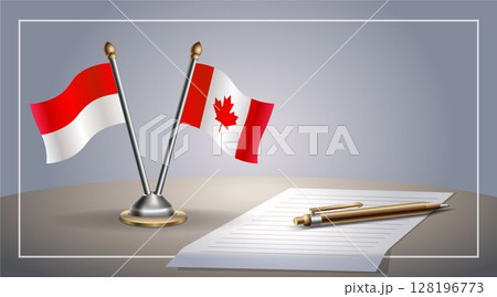 Small national flag of Indonesia and Canada flag Relation, Template Vector Illustration Small national flag of Indonesia and Canada flag Relation, Template Vector Illustration 128196773