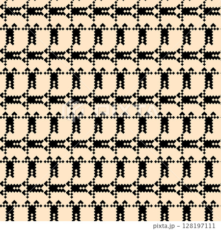 Geometric houndstooth color seamless pattern with pied-de-poule ornament. Monochrome graphic design. Modern minimalist stylish squared background. Vector chequered motif for fabric, textile 128197111