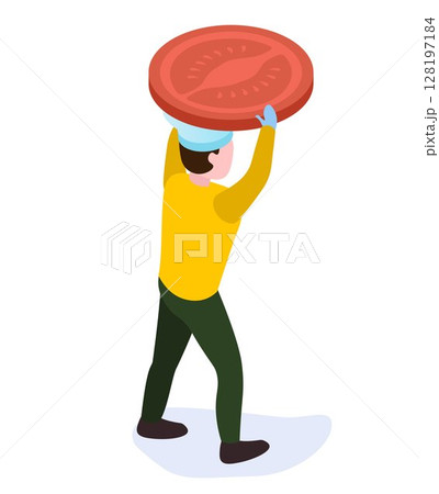 Fast Food concept: Fast Food Ingredients, on transparent background, 3d isometric vector illustration 128197184