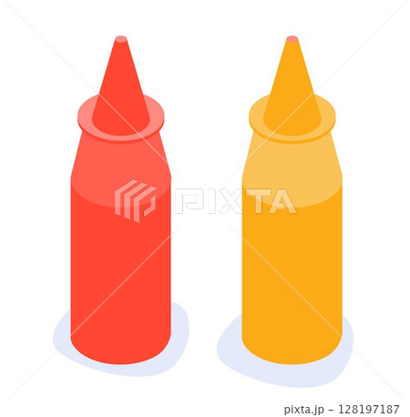 Fast Food concept: Fast Food Ingredients, on transparent background, 3d isometric vector illustration 128197187