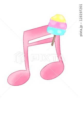 綿あめの付いた音符 128197201