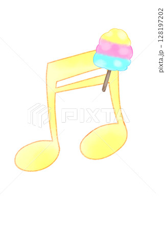 綿あめの付いた音符 128197202