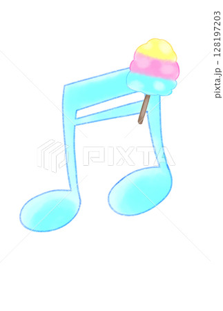 綿あめの付いた音符 128197203